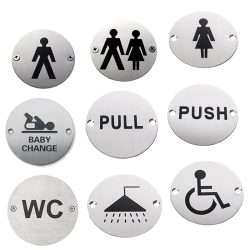 DOOR ROUND SIGN 76MM STAINLESS STEEL