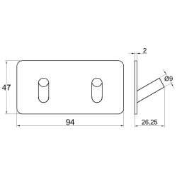 MODERN SELF ADHESIVE RECTANGLE DOUBLE HOOK