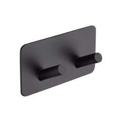 MODERN SELF ADHESIVE RECTANGLE BLACK DOUBLE HOOK