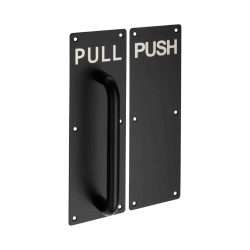 PUSH PLATE / PULL HANDLE SET BLACK 300X100MM