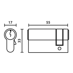 EURO HALF CYLINDER SATIN NICKEL 55MM