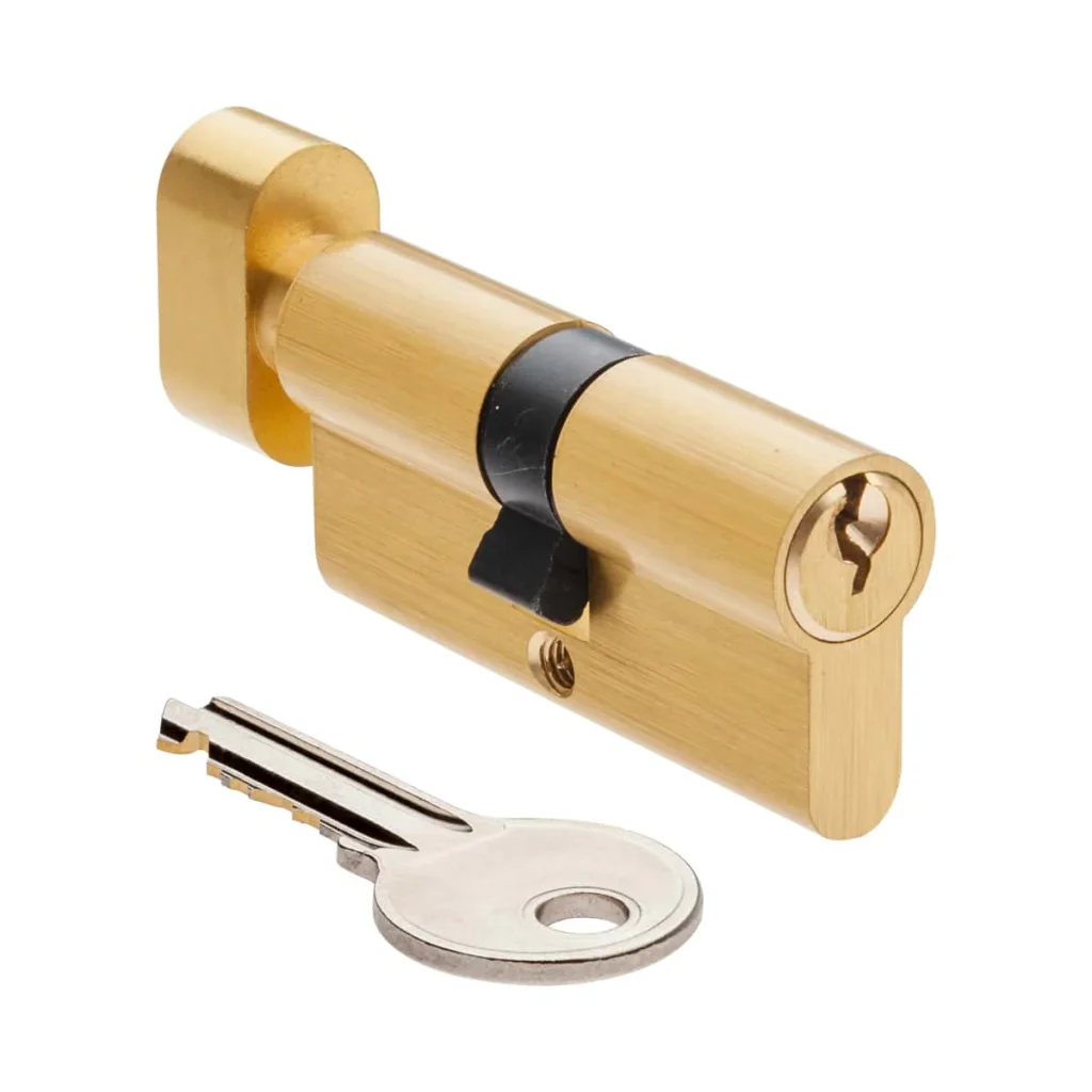 EURO KNOB CYLINDER SATIN BRASS 65MM