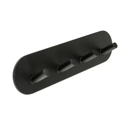 MODERN SELF ADHESIVE BLACK RECTANGLE FOUR HOOK (ROUNDED EDGES)