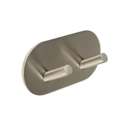 MODERN SELF ADHESIVE DOUBLE ROUND BRUSHED STAINLESS HOOK