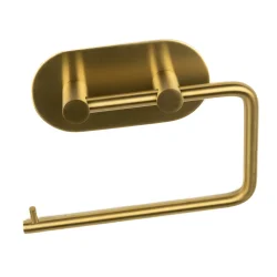 TOILET ROLL HOLDER SELF ADHESIVE ROUND SATIN BRASS
